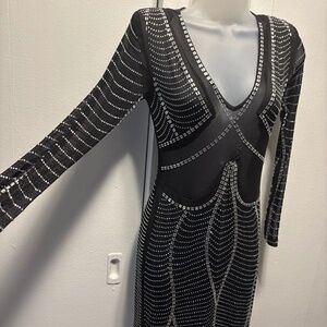 Long Black Diamond Dress
